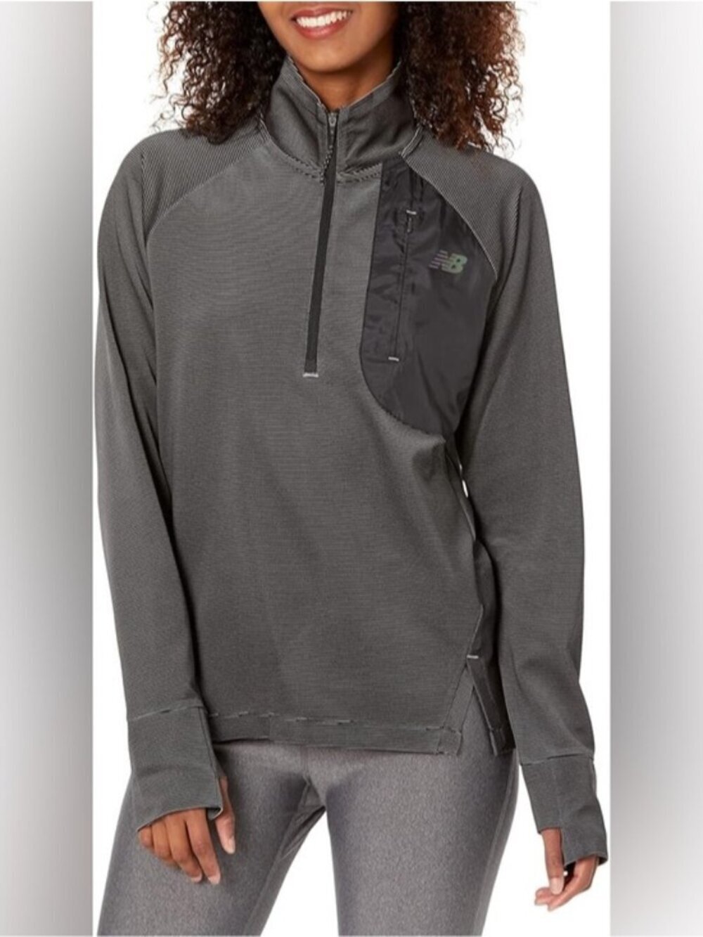 NEW New Balance Q Speed black Shift 1/2 Zip LS reflective sweater top run XS
